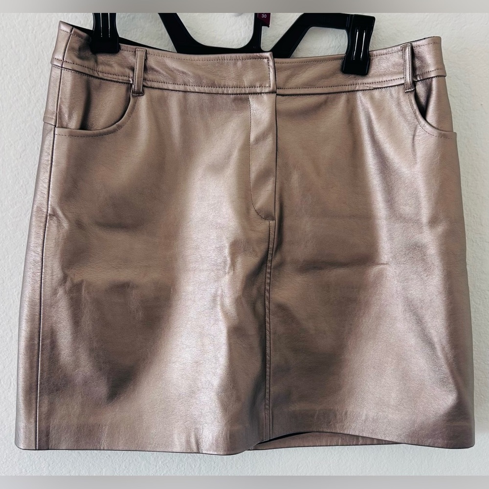 BCBGeneration Gold Faux Leather‎ Mini Skirt SZ M